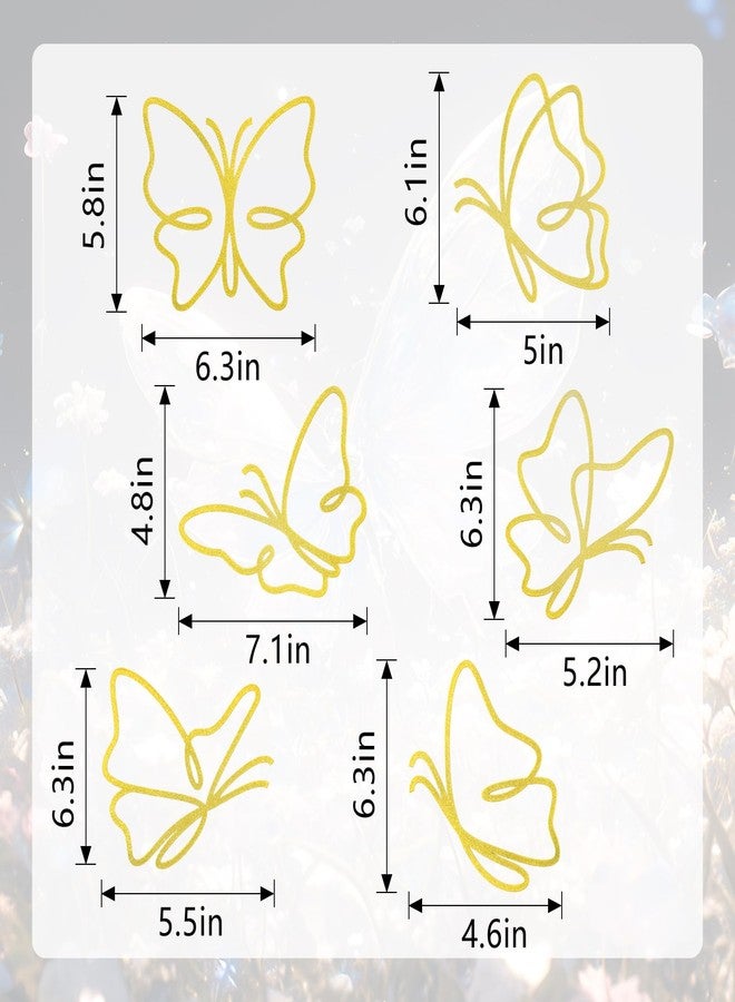 Bnesi 6 Pieces Linear Metal Butterfly Wall Art, Gold wall art for Living Room, Bedroom, Kitchen, Modern Wall Decor for Indoor Outdoor Wedding Birthday Party (Gold-style1) - Image 3